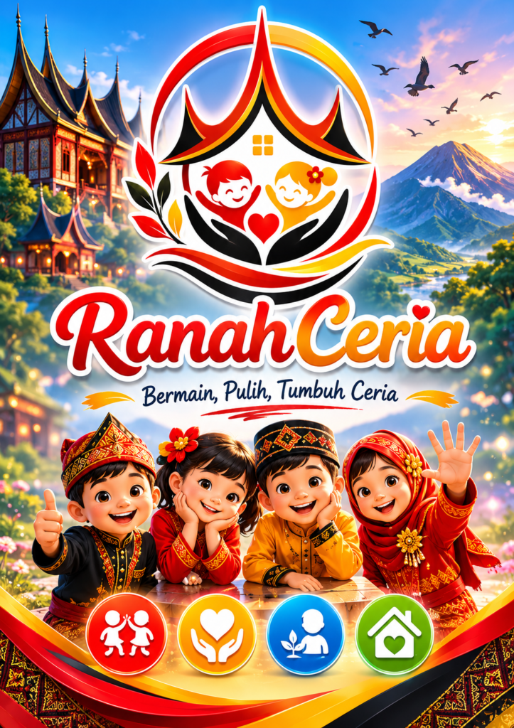 Balai Ceria Ranah Ceria merupakan ruang edukasi dan dukungan psikososial berbasis budaya lokal Minangkabau yang dirancang untuk membantu anak bermain, pulih, dan tumbuh secara optimal. Melalui layanan Lapau Main, Ruang Hati, Tumbuh Ceria, dan Keluarga Ceria, Ranah Ceria menjadi rumah bersama bagi anak, keluarga, guru, dan masyarakat dalam mewujudkan generasi yang sehat, tangguh, berkarakter, dan bahagia.